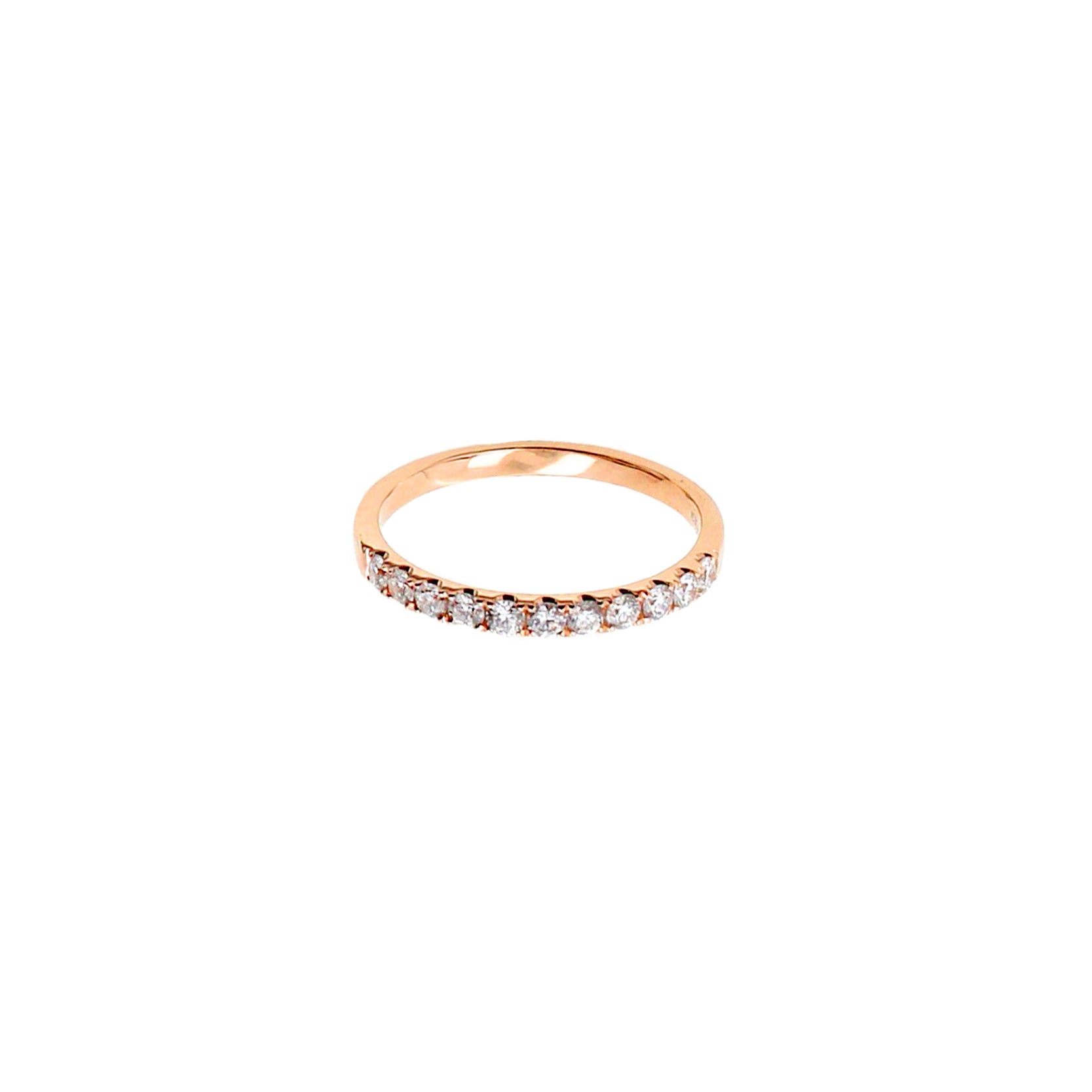 14K Rose Gold Half Eternity Ring with 11 Diamonds