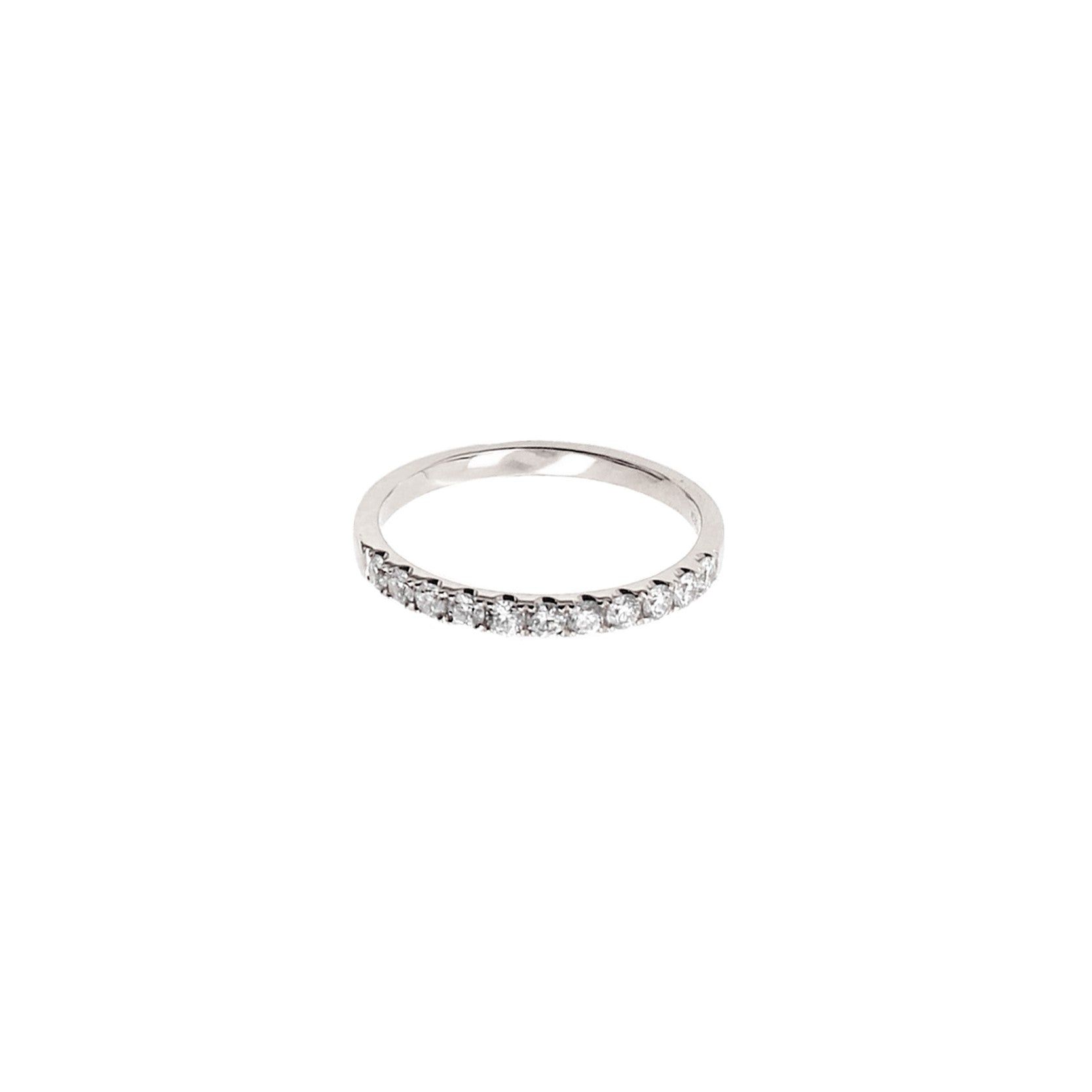 14K White Gold Half Eternity Ring with 11 Diamonds