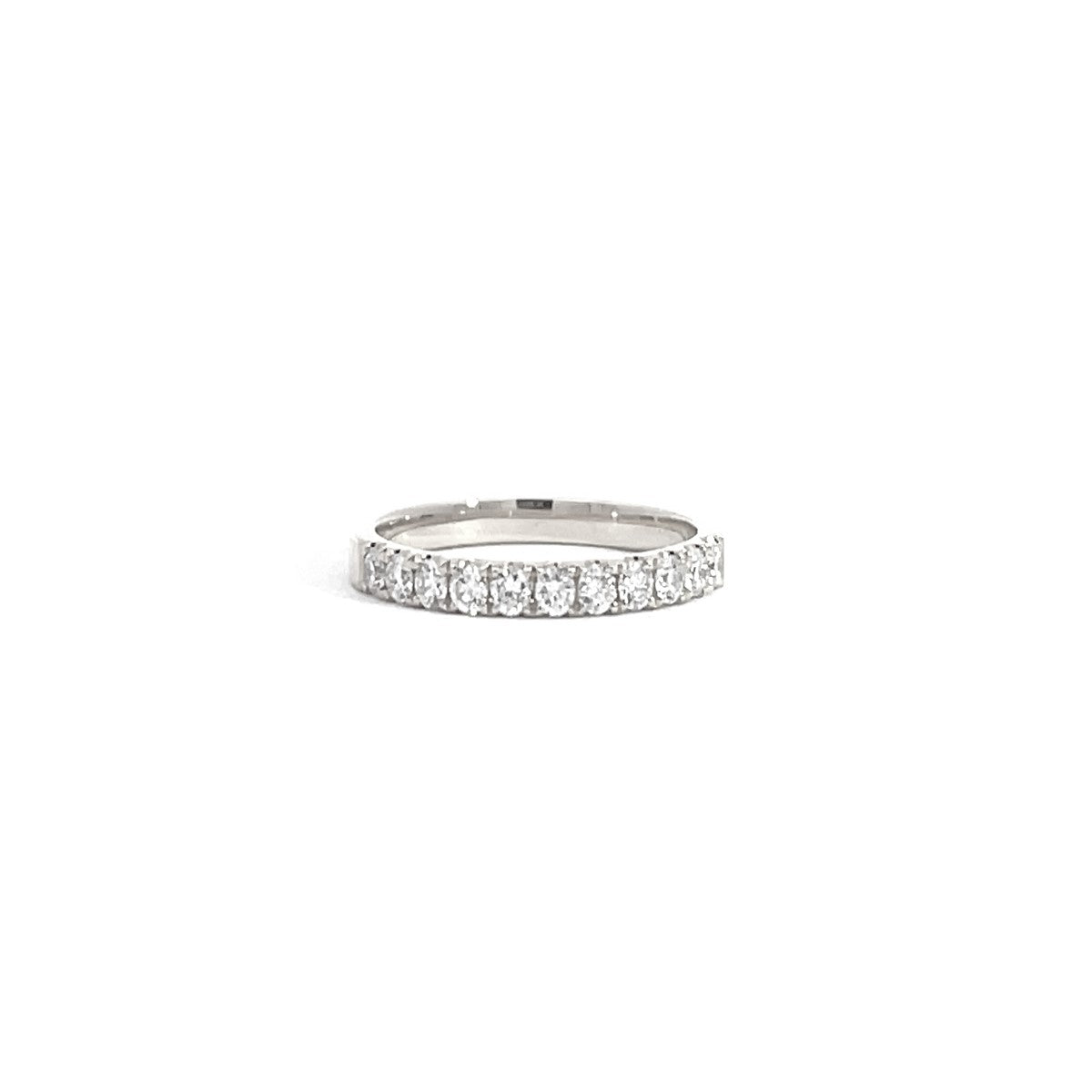 14K White Gold Half Eternity Ring with 11 Diamonds