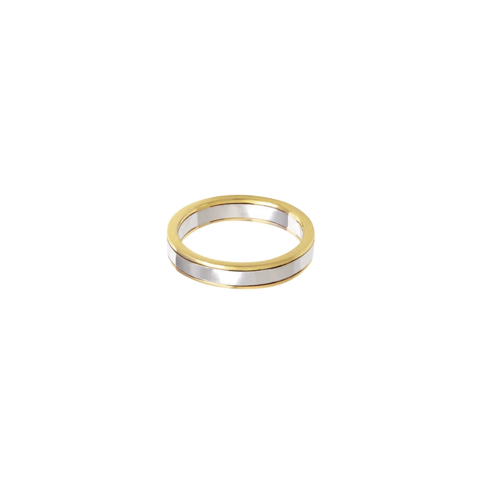 14K White Gold Wedding Band with 14K Yellow Gold Edges