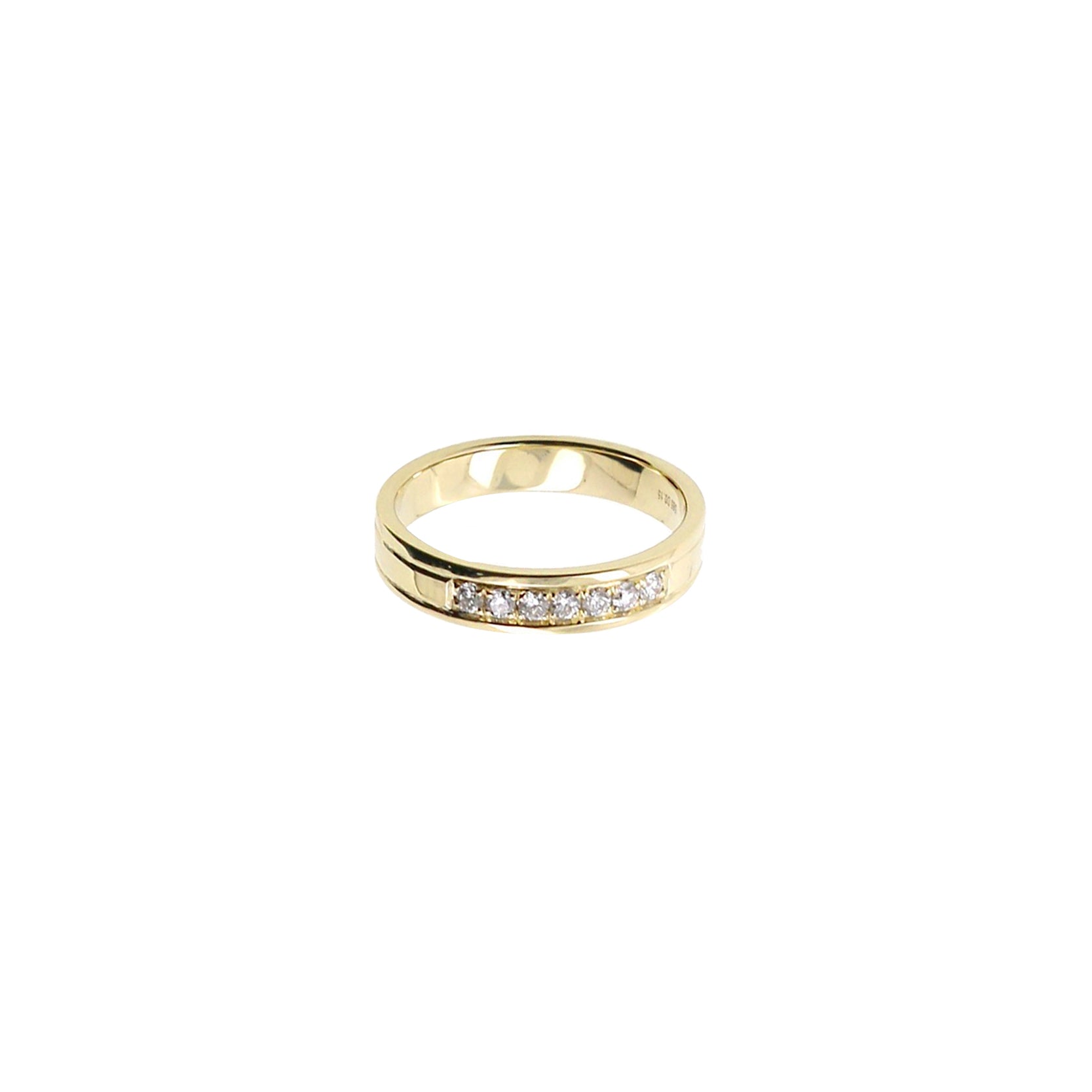14K Yellow Gold Wedding Band with 7 Diamonds