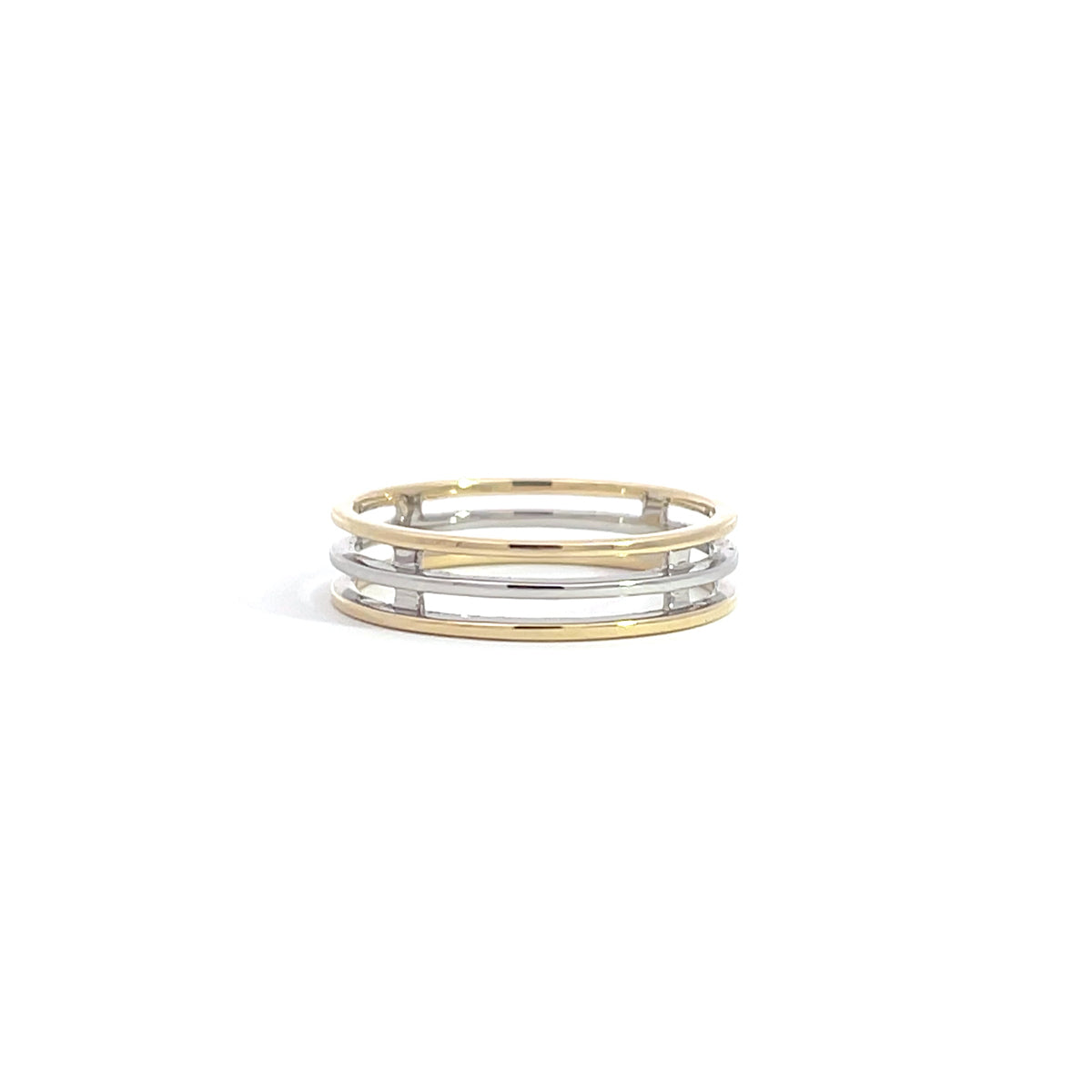 14K Yellow White Gold Triple Band Ring