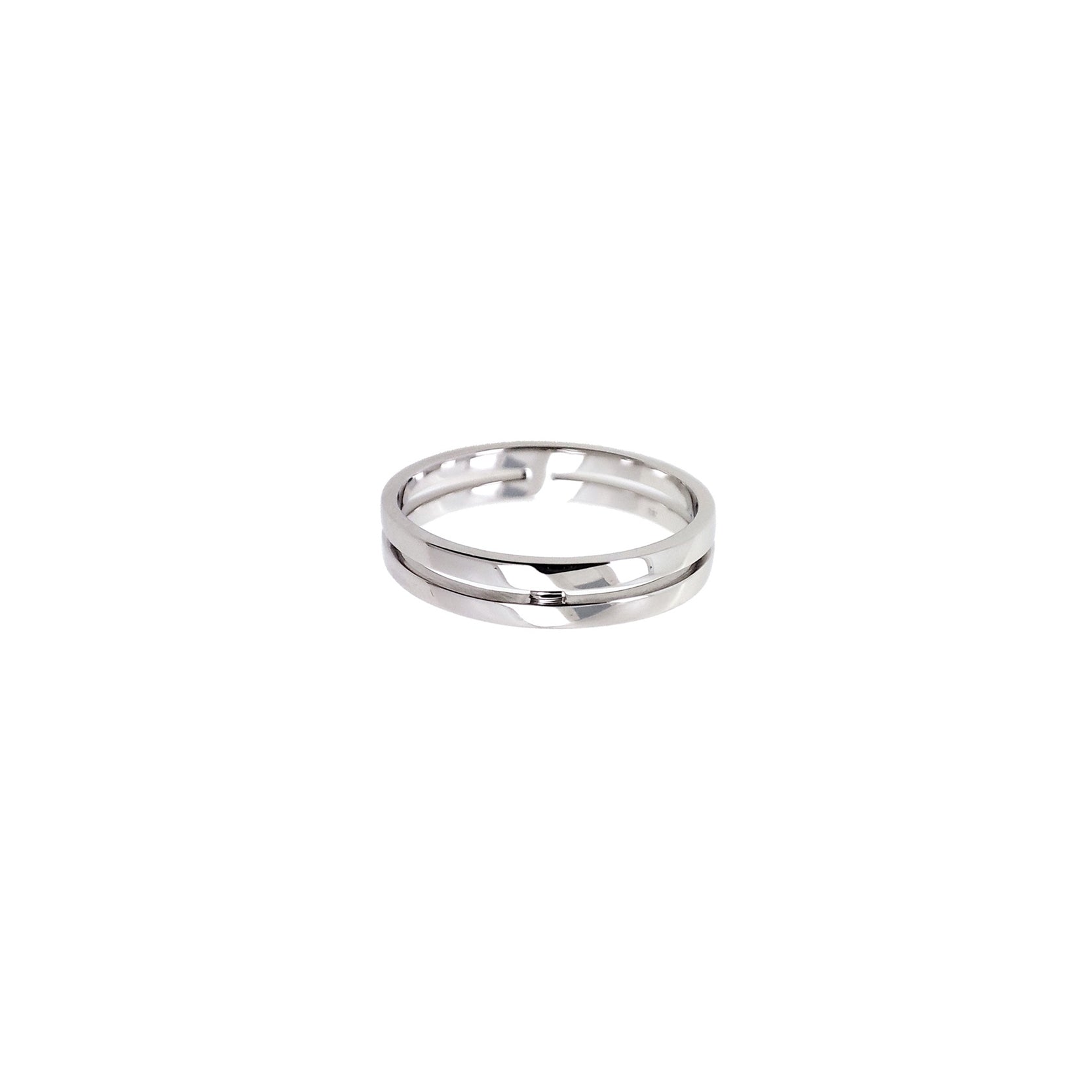 14K White Gold Plain Double Row Wedding Band