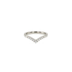 14K White Gold V-Shaped Wedding Band with 9 Diamonds