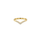 14K Yellow Gold V-Shaped Wedding Band with 9 Diamonds