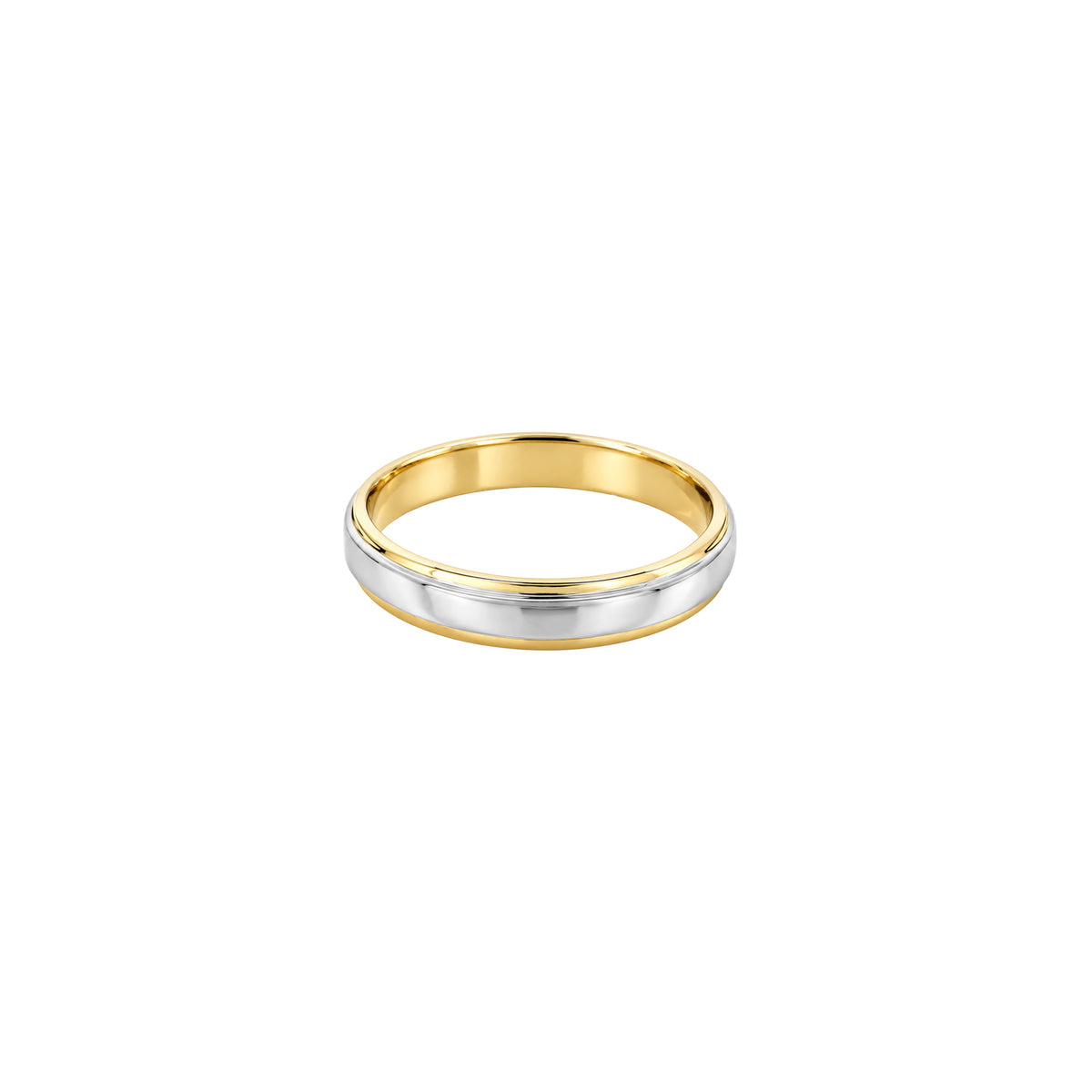 14K Plain White Gold Ring with Yellow Gold Edges