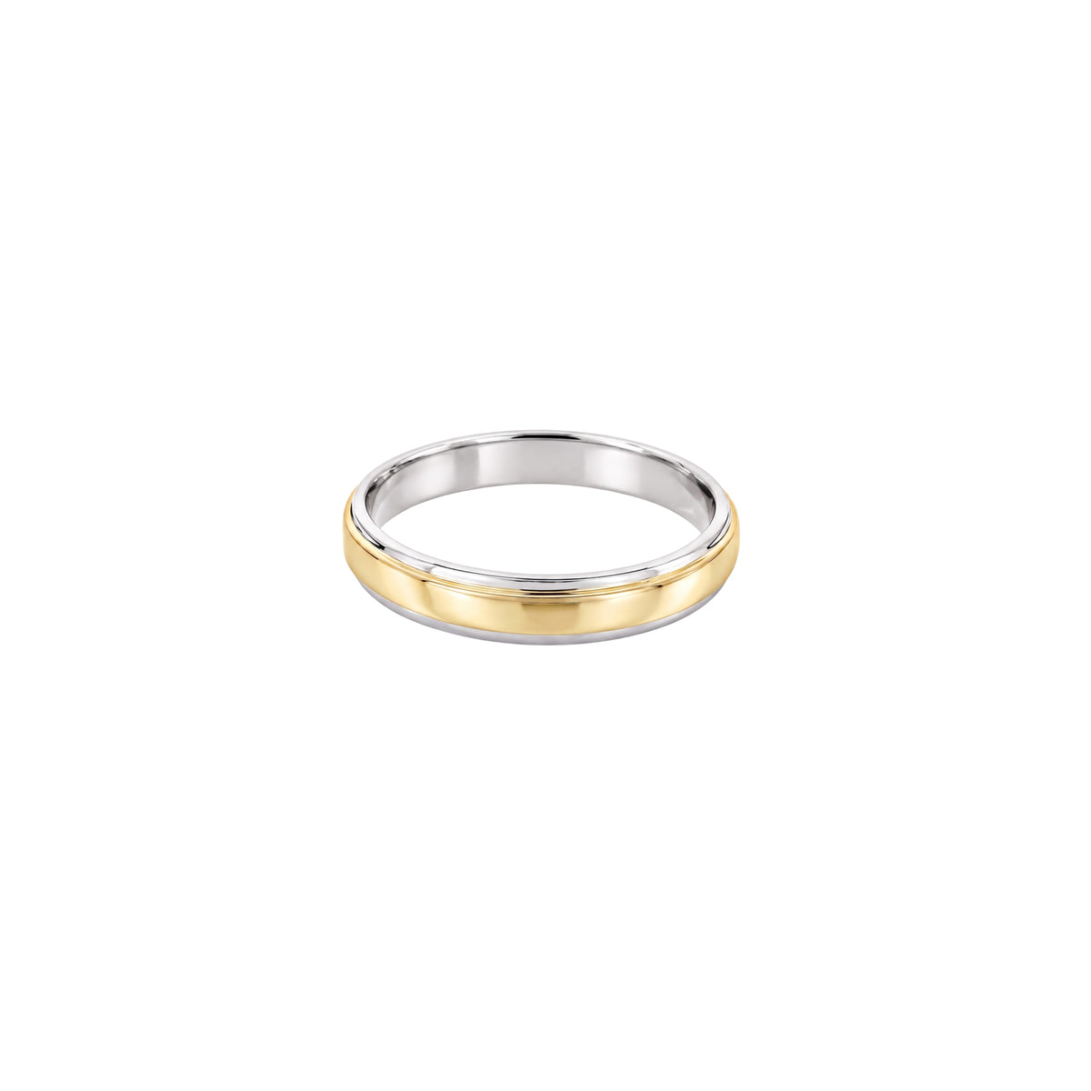 14K Plain Yellow Gold Ring with White Gold Edges