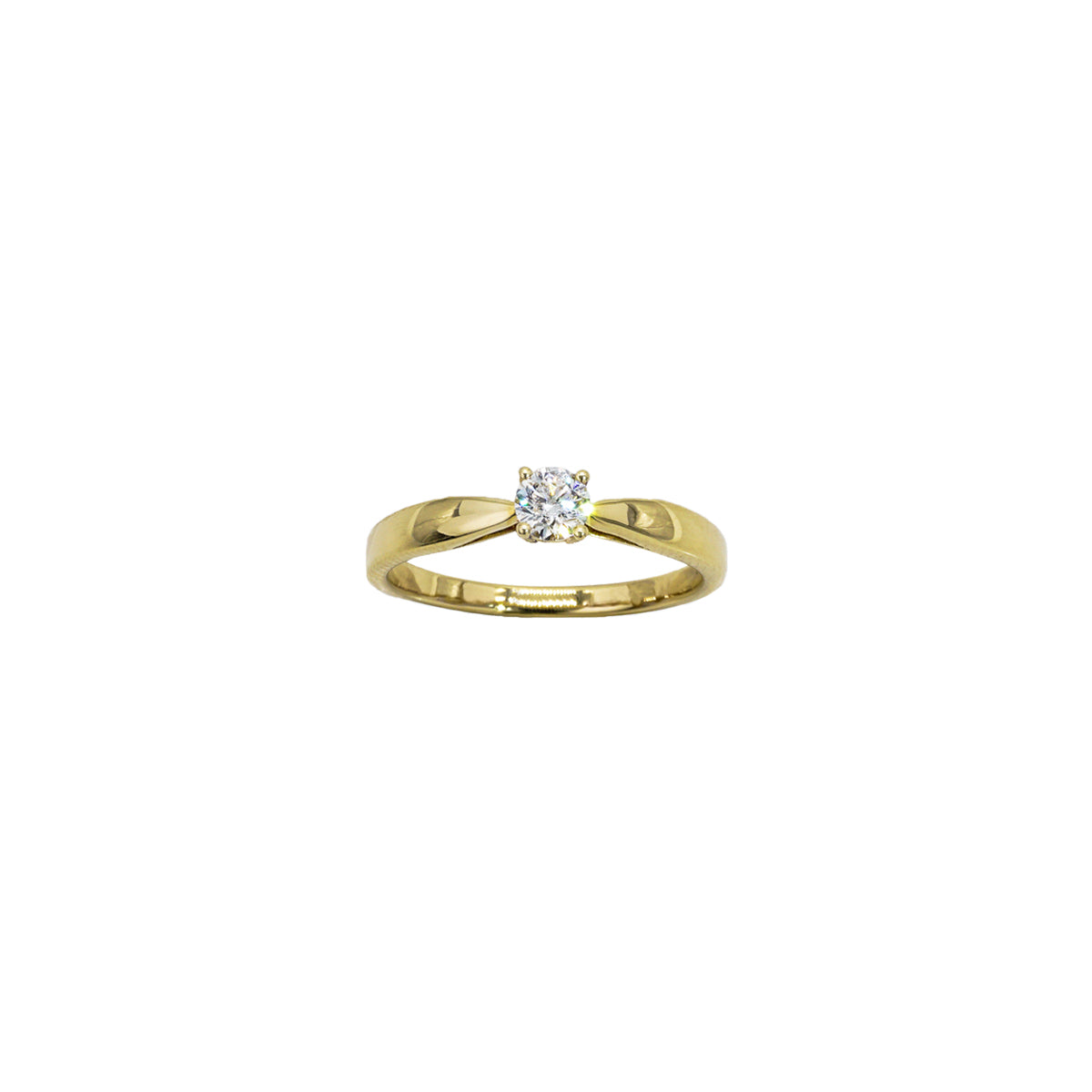 14K Yellow Gold Solitaire Engagement Ring with Tapered Shank