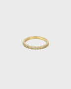 14K Yellow Gold Wedding Band with 11 Diamonds and Debossed Accents