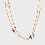 18K Yellow Gold Rose Quartz and Amethyst Station Necklace
