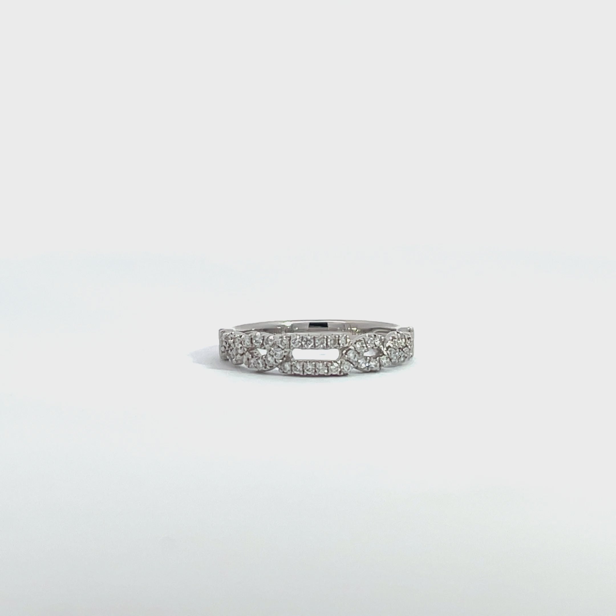14K White Gold Half Infinity Braided Ring with 46 Diamonds