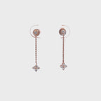 14K Rose Gold Dangling Chain and Diamond Star Cluster Earrings