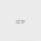 14K White Gold Double Emerald Illusion Open Ring With Pave Side Stones