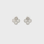 14K White Gold Floral Lace Illusion Diamond Stud Earrings