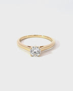 14K Yellow Gold Lab Grown Solitaire Diamond Ring with Cathedral Setting