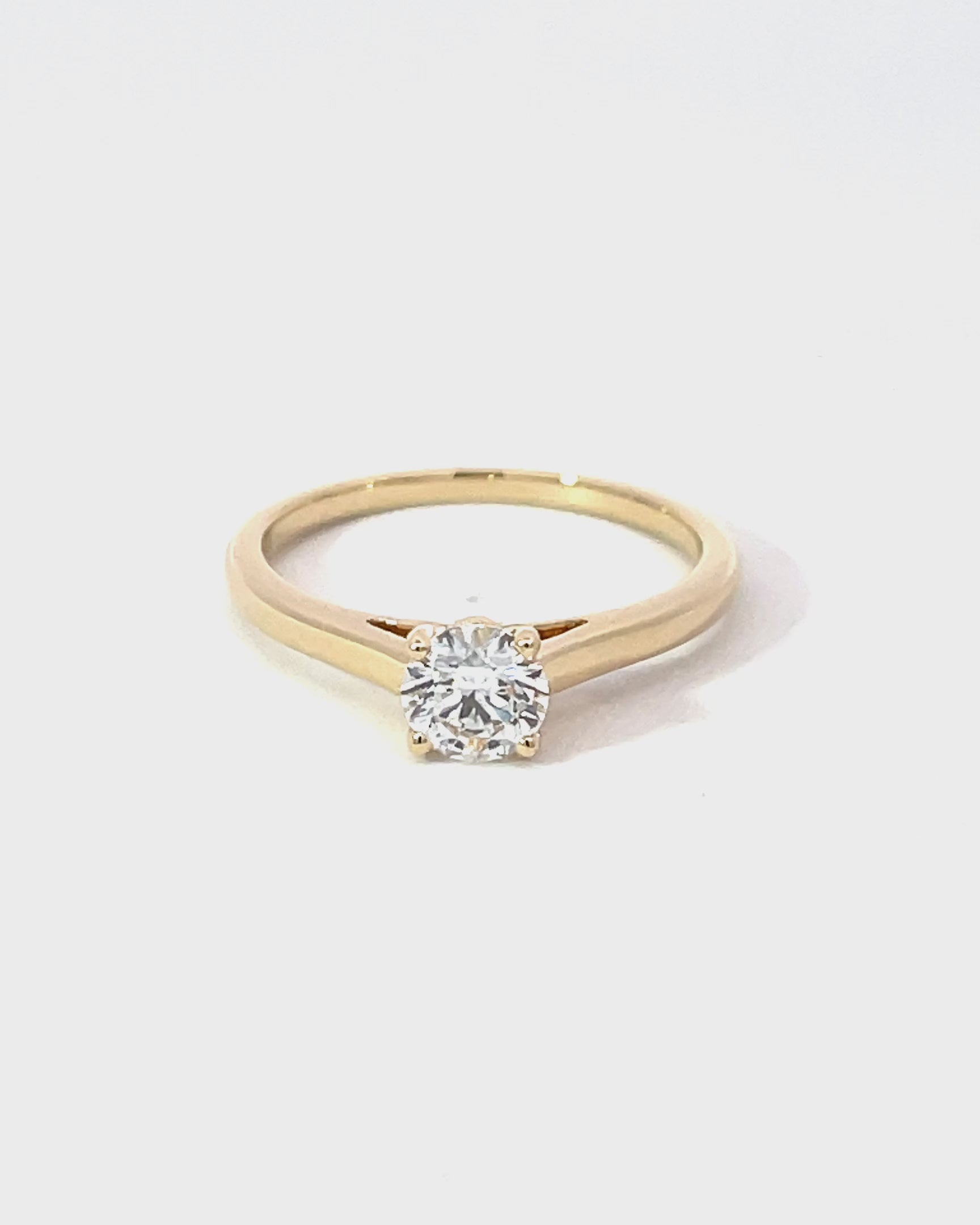14K Yellow Gold Lab Grown Solitaire Diamond Ring with Cathedral Setting