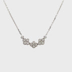 14K White Gold Triple Clover Diamond Pendant Necklace