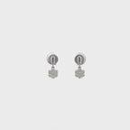 14K White Gold Floral Diamond Cluster Drop Earrings