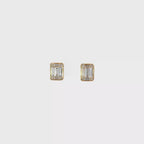 14K Yellow Gold Baguette Stud Earrings