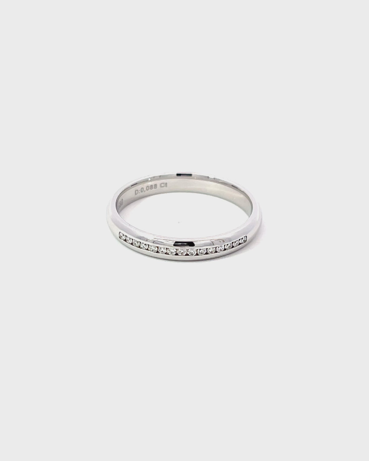 14K White Gold Rounded Wedding Band with 15 Channel Set Diamonds