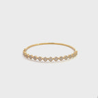 14K Yellow Gold Diamond Clover Cluster Bangle Bracelet with 75 Diamonds