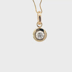 14K Yellow Gold Bezel Set Diamond Solitaire Pendant