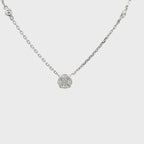 14K White Gold Round Illusion Pendant Necklace