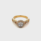 14K Yellow Gold Halo Twist Illusion Ring with 71 Diamonds