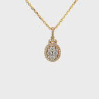 14K Yellow Gold Oval-Shaped Halo Illusion Pendant