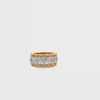 14K Yellow Gold Half Eternity Double Row Pave Ring with 55 Diamonds