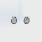14K White Gold Oval-Shaped Bezel Setting Illusion Stud Earrings