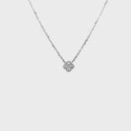 14K White Gold Diamond Clover Cluster Pendant with Milgrain Detailing