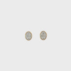 14K Yellow Gold Oval-Shaped Bezel Setting Illusion Stud Earrings