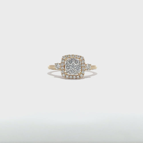 14K Yellow Gold Square Halo Illusion Ring with 33 Diamonds – MyDiamond.PH