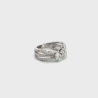 14K White Gold Twin Pear Diamond Cluster Ring with Triple Split Shank and Pave Side Stones