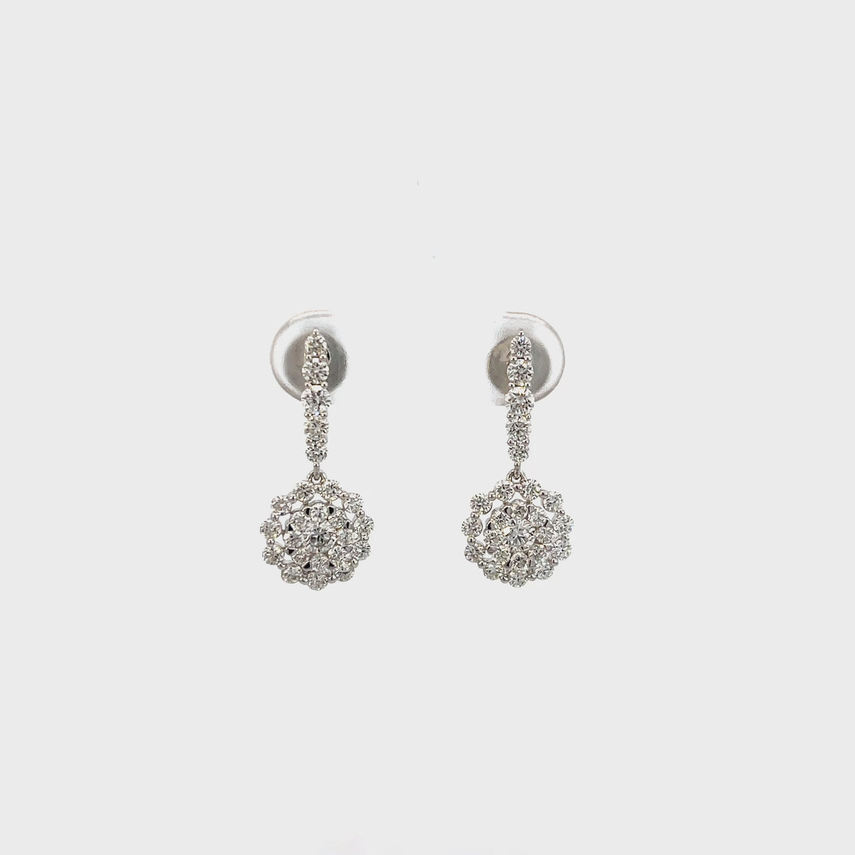 14K White Gold Lace-Inspired Diamond Drop Earrings