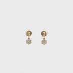 14K Yellow Gold Floral Diamond Cluster Drop Earrings