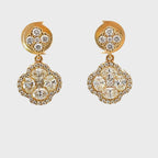 14K Yellow Gold Diamond Clover Drop Earrings
