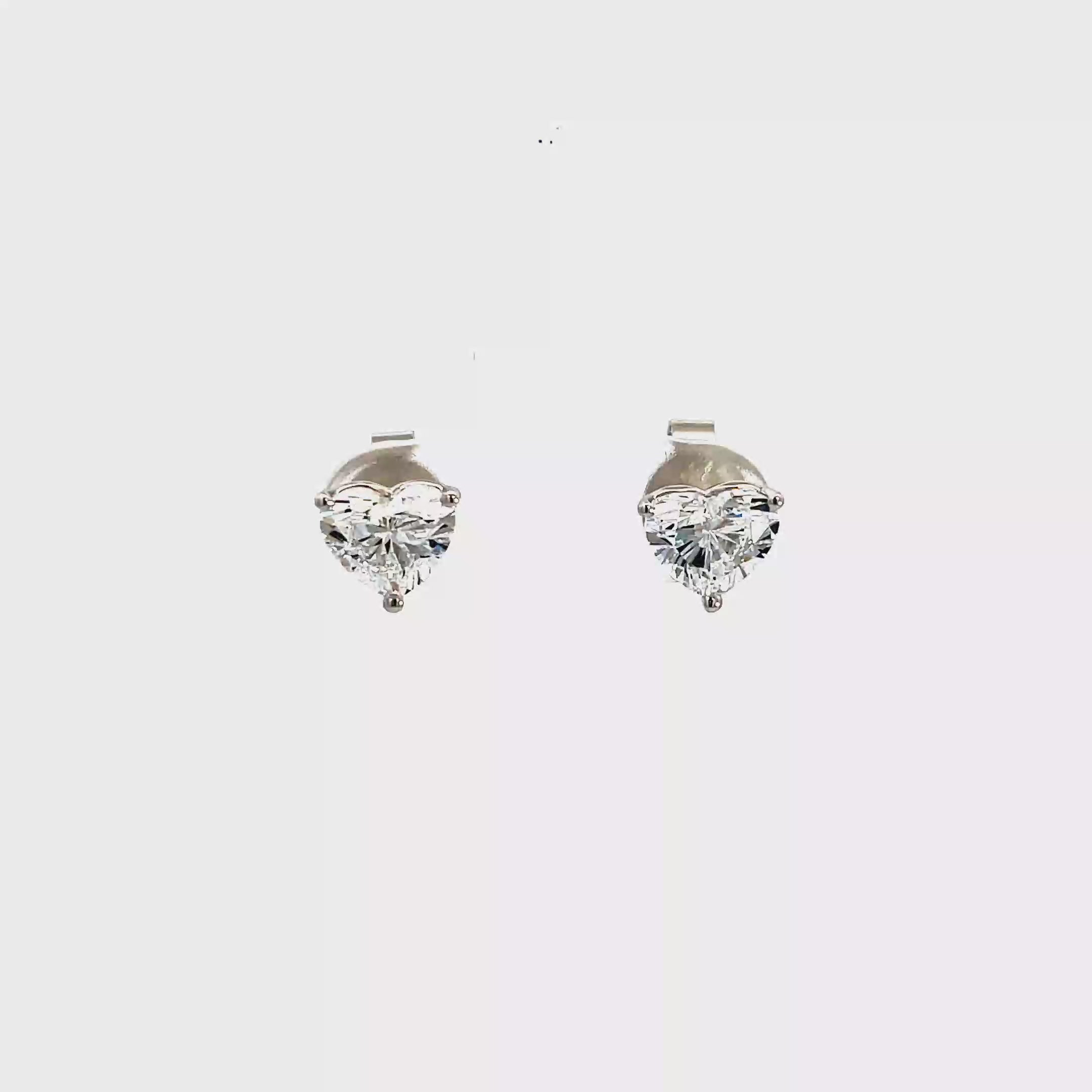 14K/18K White Gold Heart Shaped Lab Grown Diamond Stud Earrings with Martini style setting White Halo