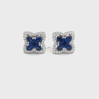 14K White Gold Sapphire and Diamond Star Stud Earrings
