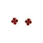 14K Rose Gold Ruby Clover Studs with Milgrain Detailing