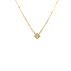 14K Yellow Gold Diamond Clover Cluster Pendant with Milgrain Detailing