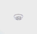 14K White Gold Lab Grown Diamond Ring with Round Brilliant Cut Center Stone and Heart Shaped Side Stones