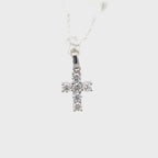 14K White Gold Cross Pendant with Bale and 6 Diamonds