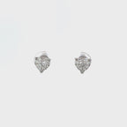 14K White Gold Heart-Shaped Cluster Illusion Stud Earrings with Heart-Shaped Diamond Center