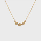 14K Yellow Gold Triple Clover Diamond Pendant Necklace