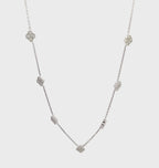14K White Gold Chain Necklace with 7 Diamond Clover Clusters