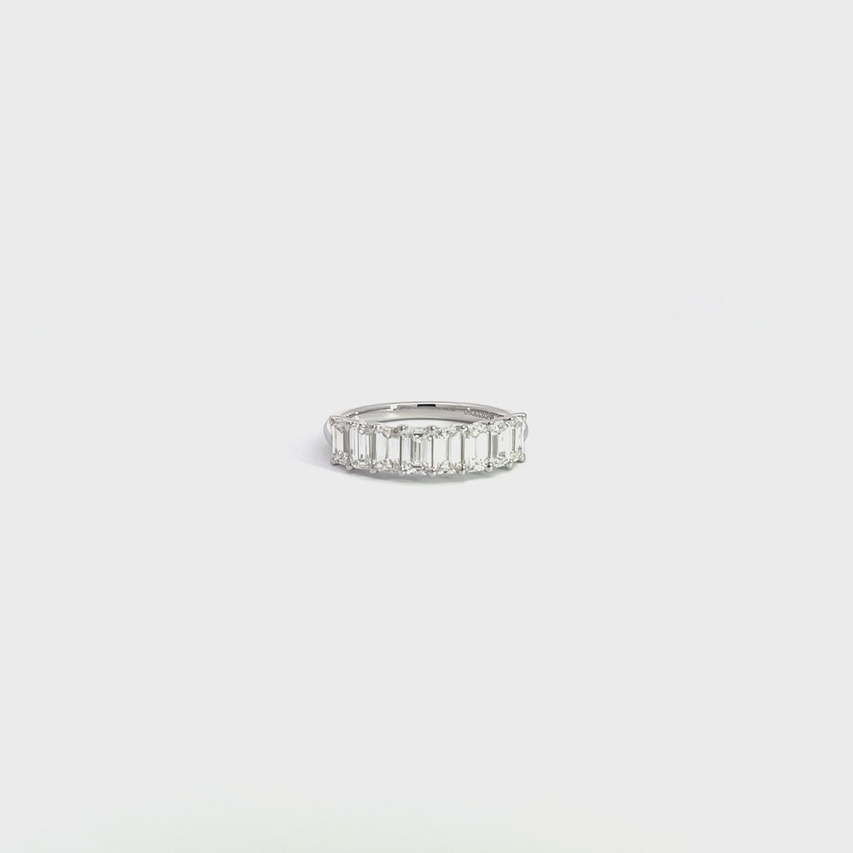 18K White Gold Emerald Cut Half Eternity Diamond Ring