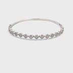14K White Gold Diamond Clover Cluster Bangle Bracelet with 75 Diamonds