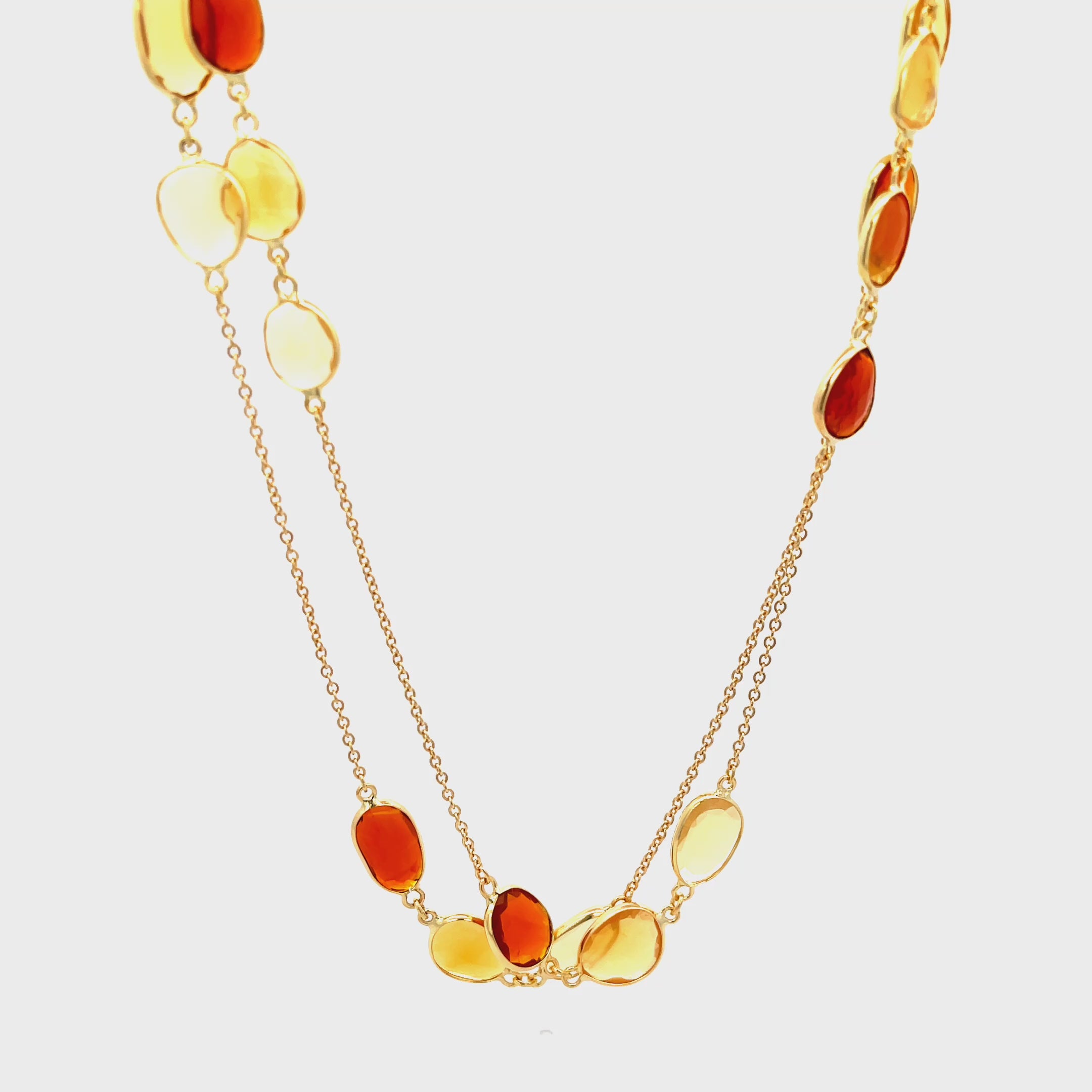 18K Yellow Gold Fire Opal Station Necklace